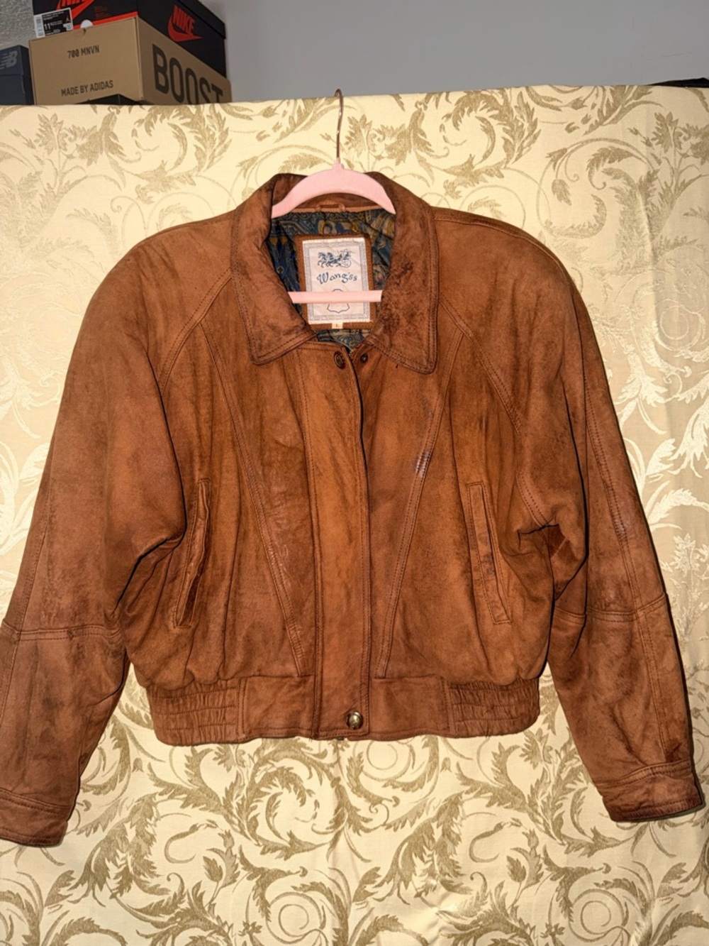 Wrangler Tan Suede Bomber Jacket